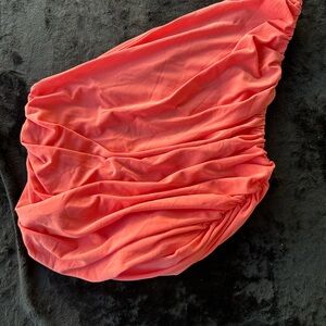 Express Vibrant Coral One Shoulder Top